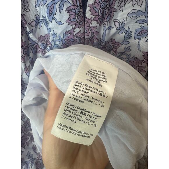 J.Crew NWT Sz S Tiered tie-waist dress in dusty periwinkle block print MSRP $198 - Picture 7 of 8